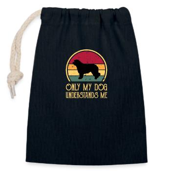 Katalanische Schäferhund Hund Liebhaber Silhouette Retro Sonnenuntergang - Verschließbarer Geschenkbeutel aus Baumwolle (14x20cm) - Navy - Vorne