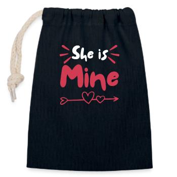She Is Mine - Closable cotton gift bag (14x20cm) - navy - Front
