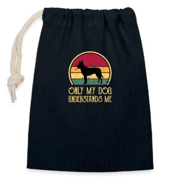 Holländischer Schäferhund Hund Liebhaber Silhouette Vintage Sonnenuntergang - Verschließbarer Geschenkbeutel aus Baumwolle (14x20cm) - Navy - Vorne