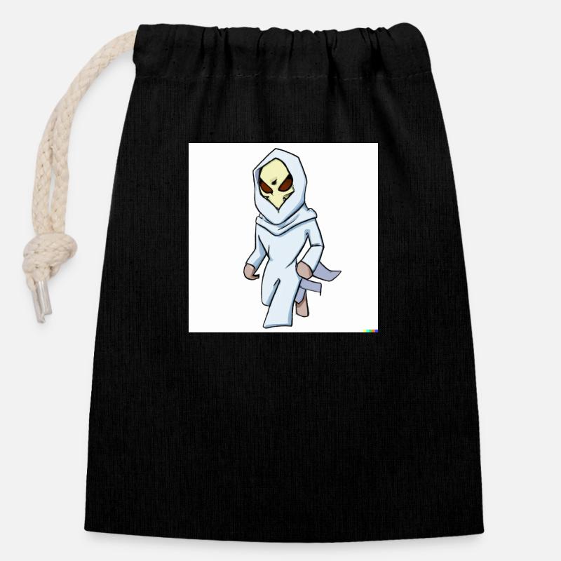 CHARACTER - Closable cotton gift bag (14x20cm) - black