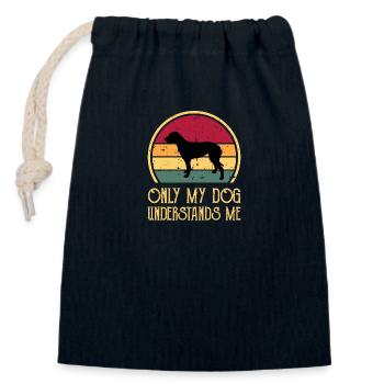 Irish Wolfhound Dog Love Silhouette Vintage Sunset - Closable cotton gift bag (14x20cm) - navy - Front