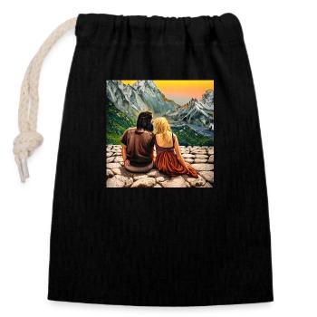 Mountain Romance - Closable cotton gift bag (14x20cm) - black - Front