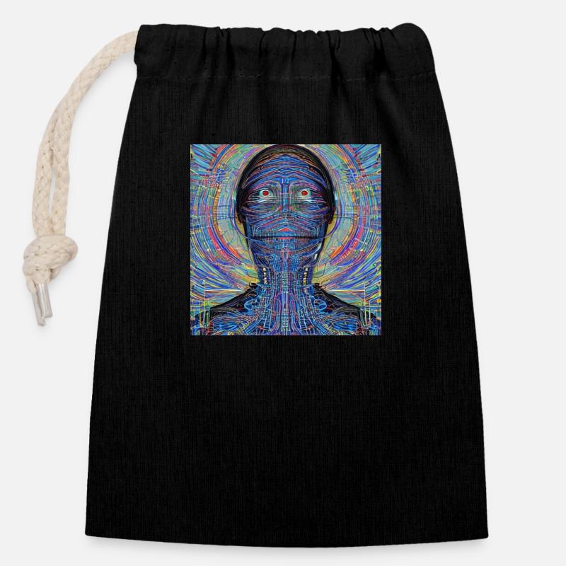 Self-Portrait - Closable cotton gift bag (14x20cm) - black