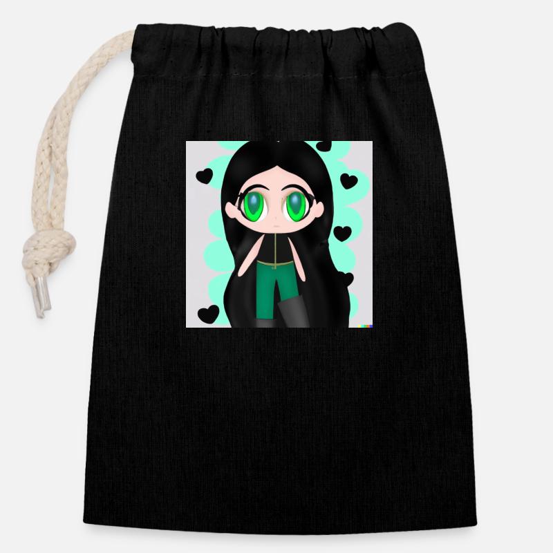 CHARACTER; MAN - Closable cotton gift bag (14x20cm) - black