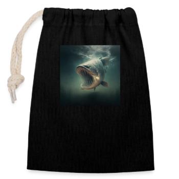 Catfish Warrior - Closable cotton gift bag (14x20cm) - black - Front