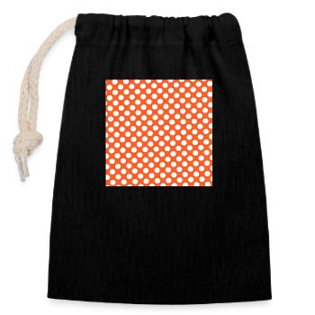 orangenes Polka dot Hintergrund Punktemuster - Verschließbarer Geschenkbeutel aus Baumwolle (14x20cm) - Schwarz - Vorne