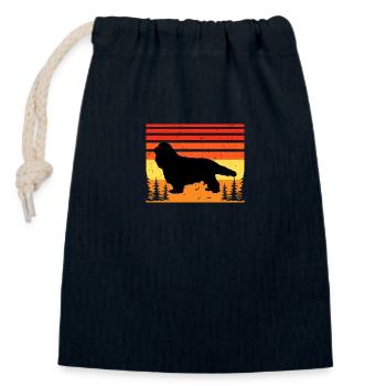 Cavalier Hundeliebhaber Silhouette Vintage Sonnenuntergang - Verschließbarer Geschenkbeutel aus Baumwolle (14x20cm) - Navy - Vorne