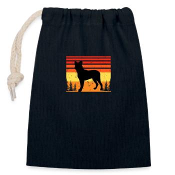 Cao Fila De Seo Miguel Dog Silhouette Retro Sunset - Closable cotton gift bag (14x20cm) - navy - Front