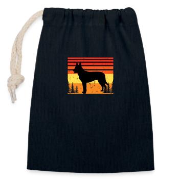 Holländischer Schäferhund Hund Liebhaber Silhouette Vintage Sonnenuntergang - Verschließbarer Geschenkbeutel aus Baumwolle (14x20cm) - Navy - Vorne