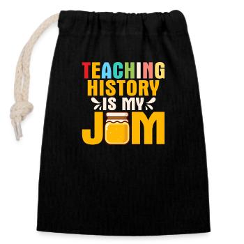Teaching History Is My Jam History Teacher Educati - Closable cotton gift bag (14x20cm) - black - Front