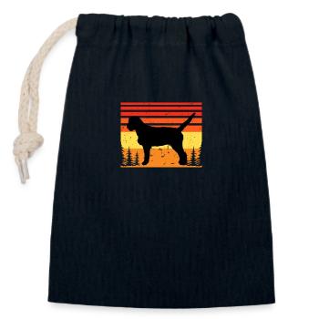 Griffon Fauve De Bretagne Hundesilhouette Retro - Verschließbarer Geschenkbeutel aus Baumwolle (14x20cm) - Navy - Vorne
