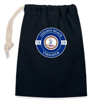 Virginia Beach Virginia Flagge USA Souvenir Abzeichen - Verschließbarer Geschenkbeutel aus Baumwolle (14x20cm) - Navy - Vorne