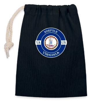 Norfolk Virginia Flag USA Travel Souvenir Badge - Sac cadeau en coton avec cordon (14 x 20 cm) - bleu marine - Devant