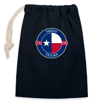 Frisco Texas Flag USA Travel Souvenir Badge - Sac cadeau en coton avec cordon (14 x 20 cm) - bleu marine - Devant