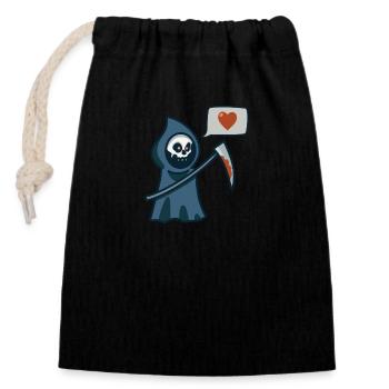 CUTE REAPER HEART - Closable cotton gift bag (14x20cm) - black - Front