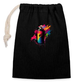 Graffiti - Sac cadeau en coton avec cordon (14 x 20 cm) - noir - Devant