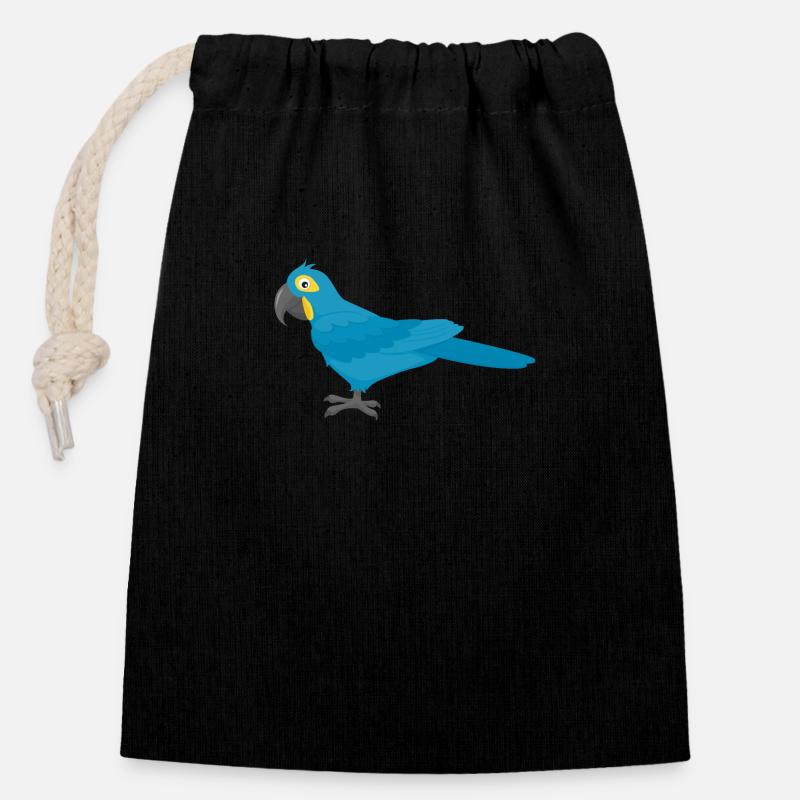 Hyacinth Macaw - Closable cotton gift bag (14x20cm) - black