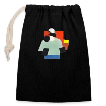 Virtual Reality - Suprematism Style - AI Art - Closable cotton gift bag (14x20cm) - black - Front