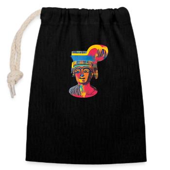 Le Pop Art du Pharaon de Warhol - Illustration IA - Sac cadeau en coton avec cordon (14 x 20 cm) - noir - Devant