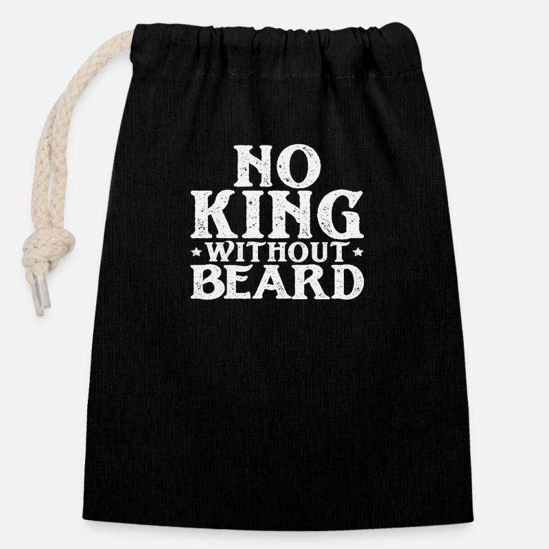 No King without Beard - Closable cotton gift bag (14x20cm) - black