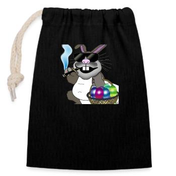 Lapin de Pâques 5 - Sac cadeau en coton avec cordon (14 x 20 cm) - noir - Devant