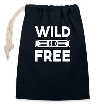 Wild And Free - Closable cotton gift bag (14x20cm) - navy - Front