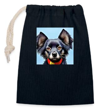 treuer kleiner schwarzer Hundekopf - Verschließbarer Geschenkbeutel aus Baumwolle (14x20cm) - Navy - Vorne