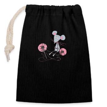 Mimi the sad mouse - Closable cotton gift bag (14x20cm) - black - Front