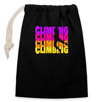 Reach New Heights: The Art of Climbing - Closable cotton gift bag (14x20cm) - black - Front
