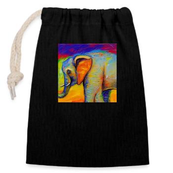 help_for_elephants_11 - Verschließbarer Geschenkbeutel aus Baumwolle (14x20cm) - Schwarz - Vorne