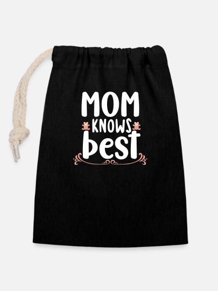 Mom knows best - Closable cotton gift bag (14x20cm) - black