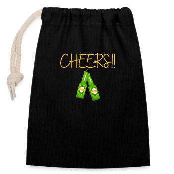 CHEERS - Closable cotton gift bag (14x20cm) - black - Front
