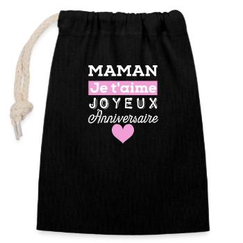 Joyeux anniversaire maman - Sac cadeau en coton avec cordon (14 x 20 cm) - noir - Devant