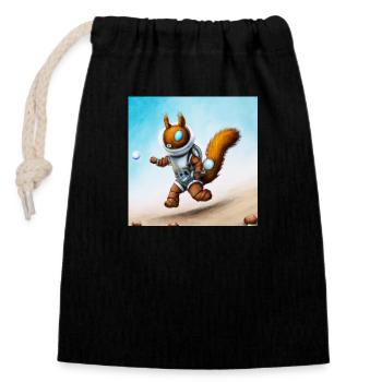 Space Squirrel - Walk Me to the Moon 07 - Verschließbarer Geschenkbeutel aus Baumwolle (14x20cm) - Schwarz - Vorne