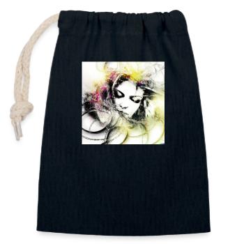 Art numérique mystique fantôme blanc - Sac cadeau en coton avec cordon (14 x 20 cm) - bleu marine - Devant