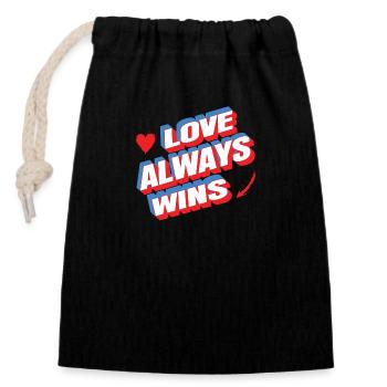 Love Always Wins - Closable cotton gift bag (14x20cm) - black - Front