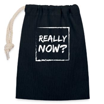 Really now? - Closable cotton gift bag (14x20cm) - navy - Front