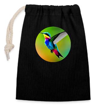 Colibri - Polygone - Sac cadeau en coton avec cordon (14 x 20 cm) - noir - Devant