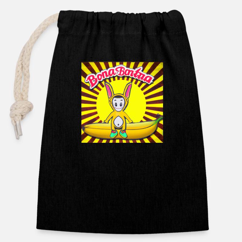 Banana - Closable cotton gift bag (14x20cm) - black