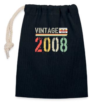 Vintage cassette 2008 - Closable cotton gift bag (14x20cm) - navy - Front