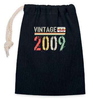 Vintage cassette 2009 - Closable cotton gift bag (14x20cm) - navy - Front