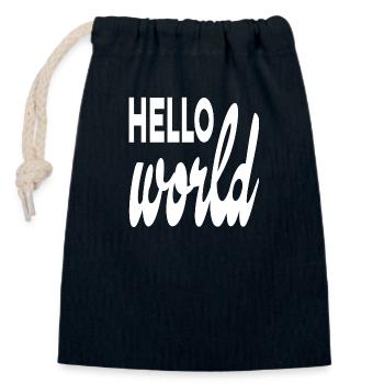 Hello World - Closable cotton gift bag (14x20cm) - navy - Front