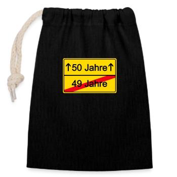 50 Jahre voraus - Verschließbarer Geschenkbeutel aus Baumwolle (14x20cm) - Schwarz - Vorne
