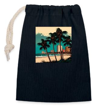 Miami, Japan Art Style - Verschließbarer Geschenkbeutel aus Baumwolle (14x20cm) - Navy - Vorne