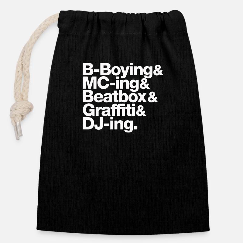 Hip Hop Cinq Éléments - Sac cadeau en coton avec cordon (14 x 20 cm) - noir