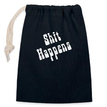Shit Happens White - Verschließbarer Geschenkbeutel aus Baumwolle (14x20cm) - Navy - Vorne