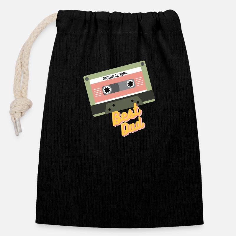 Best Dad (1984) - Closable cotton gift bag (14x20cm) - black