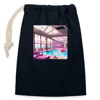 Lounge mit Pool - Verschließbarer Geschenkbeutel aus Baumwolle (14x20cm) - Navy - Vorne