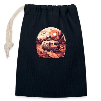 Bus Camping Adventure Outback Australia - Closable cotton gift bag (14x20cm) - navy - Front