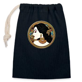 Woman Badge ArtNouvaue 16 01 - Closable cotton gift bag (14x20cm) - navy - Front